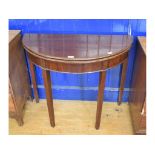 A 19th century mahogany D shaped table, on tapering square legs, 92 cm wide