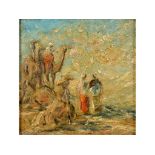 Youssef Kamel (Egyptian, 1891-1971), Camel Rest, oil on canvas board, signed, 25 cm square