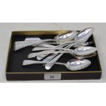 A set of twelve silver old English pattern dessertspoons, some initialled, various dates and makers,