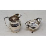 A George III silver sauce boat, London 1762, and a George III silver cream jug, approx. 6.6 ozt (