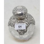 An Edwardian silver mounted cut glass scent bottle, Chester 1903, 13.5 cm high