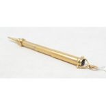 EXTRA LOT: A gold coloured metal propelling pencil, with a bloodstone seal, S. Mordan & Co