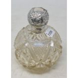 An Edwardian silver mounted cut glass scent bottle, Birmingham 1911, 15 cm high