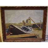 Harold Ratcliffe, Amlwch Port, Anglesey, oil on board, inscribed on a label verso, 34.5 x 44 cm