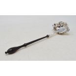 A George III silver toddy ladle, initialled, with a lignum vitae handle, marks rubbed, a pair of
