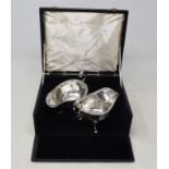 A pair of 18th century style silver sauce boats, Birmingham 1936, approx. 6.2 ozt, boxed