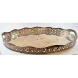 An oval silver plated tray, with pierced gallery, 61 cm wide, assorted silver plate and items (qty)