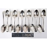 A set of twelve George III silver old English pattern tablespoons, initialled, Hester Bateman,