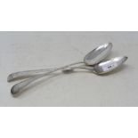 A George III silver old English pattern basting spoon, initialled, London 1811, and another similar,