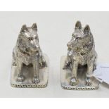 A pair of novelty salts, in the form of Alsatian dogs, 7.5 cm high Modern