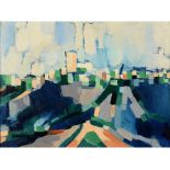 Fateh Moudarres (Syrian, 1922-1999), The Cityscape, oil on canvas, signed, label verso with gift