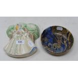 A Frederick Rhead of Bursley Amstel pattern bowl, 15.5 cm diameter, and a Clarice Cliff wall pocket,