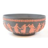 A Wedgwood black Jasperware Dancing Hours bowl, 25 cm diameter Report by GH No damage or restoration