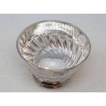 A silver pedestal bowl, marks rubbed, probably London 1905, approx. 14.7 ozt, 12.5 cm high