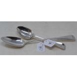 A George III silver old English pattern basting spoon, London 1808, and a pair of silver old English