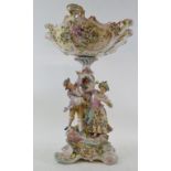 A late 19th century Sitzendorf porcelain comport, the base applied a courting couple, and