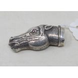 A silver novelty horse head vesta case