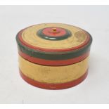 An unusual Eastern lacquer box, containing multiple nesting containers, with green, yellow and red