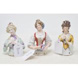 A Goebel porcelain half doll, Elizabeth of Austria, lady with ring, 12 cm high, and two others (3)