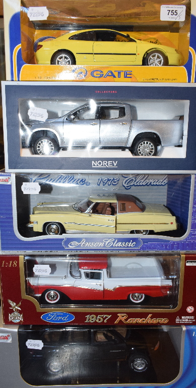 An Anson Classic 1:18 die-cast model 1973 Cadillac Eldorado, and four others, all boxed (5)