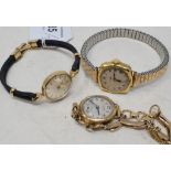 A lady's Omega wristwatch, and two other lady's wristwatch (3)