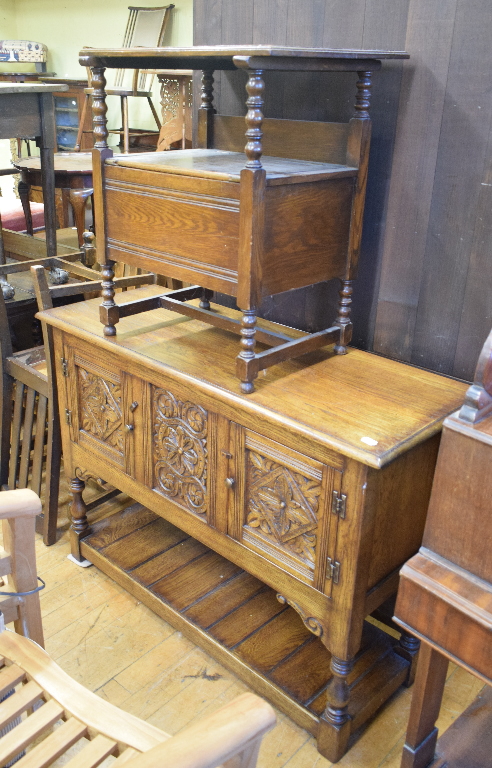 A Victorian mahogany duchess dressing table, 122 cm wide, a Titchmarsh & Goodwin oak dresser, an oak - Image 3 of 3