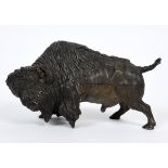 A late 19th/early 20 century Austrian style cold-painted bronze figure, of a bison, 19.5 cm long See