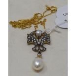 An Edwardian style diamond and pearl necklace