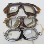 Three pairs of flying googles, 1940s/1950s (3)