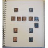 A collection of GB stamps, QV onwards, including a penny black, 2d blues, a large number of penny