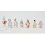 Seven porcelain half dolls, the tallest 7.5 cm (7)