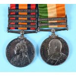 A pair of medals, awarded to 5684 Pte E Grange 2nd Northampton Regt, comprising a Queen's South