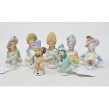 Seven porcelain half dolls, the tallest 8 cm (7)