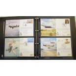 Three albums of first day covers, many signed, including King's Cup Air Race and other RAF covers (