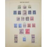 A group of British Levant stamps, assorted QV - GV on album leaves with sets and seahorses to 10/-