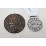 An Italian Libya Campaign Medal 1911-12, and a Lord Kitchener bronze medallion, 1918, by Jules