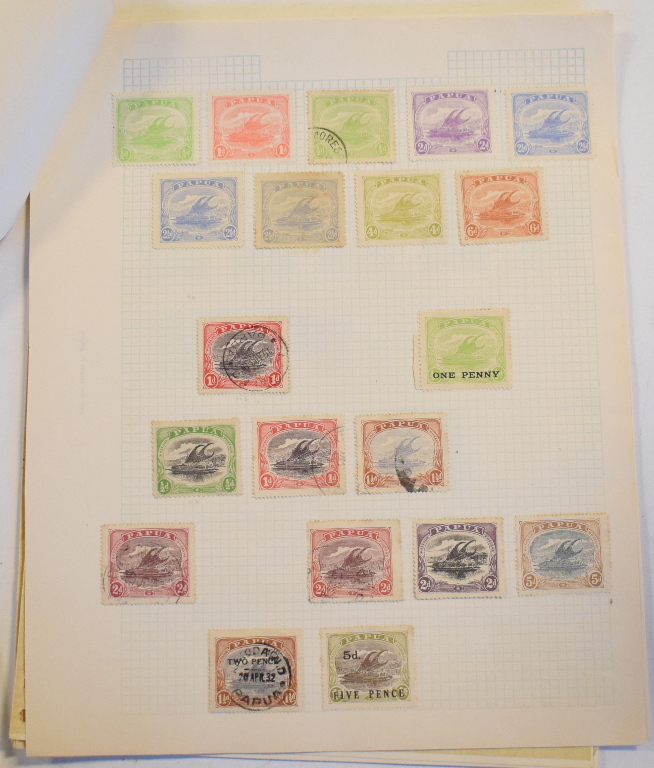 A group of Papua New Guinea stamps, an old collection on leaves with better sets and values - Image 2 of 2