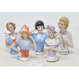 Five porcelain half dolls, the tallest 8 cm (5)