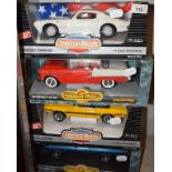An American Muscle 1:18 die-cast model 1973 Pontiac Firebird Trans Am, and three others, all