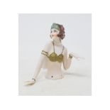 An Art Deco porcelain half doll, probably Dressel & Kister, Marta Hari, 11 cm high Report by GH