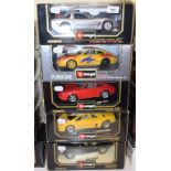 A Bburago 1:18 die-cast model Chevrolet Corvette (1997), and four others, all boxed (5)