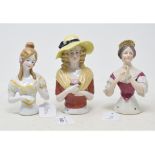 A Goebel porcelain half doll, Princess Wilhelmina of Prussia, hands out, 14 cm high, and two