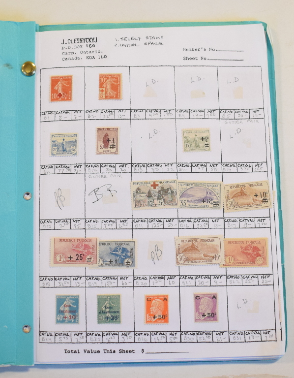 A group of France stamps, 1914-30's, an unused group in an approval book using Scott catalogue, with