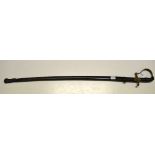 A German WWII type officer's sword and scabbard, 93 cm No back strap for handle. Sword and