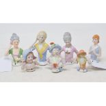 Seven porcelain half dolls, the tallest 8 cm (7)