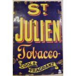 An early 20th century enamel advertising sign, ST JULIEN TOBACCO COOL & FRAGRANT, 61 cm wide