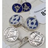 Two pairs of masonic style cufflinks