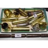 A walking cane, formed of rifle bullets, 91 cm, assorted brass shell casings and bullets, and a Sean