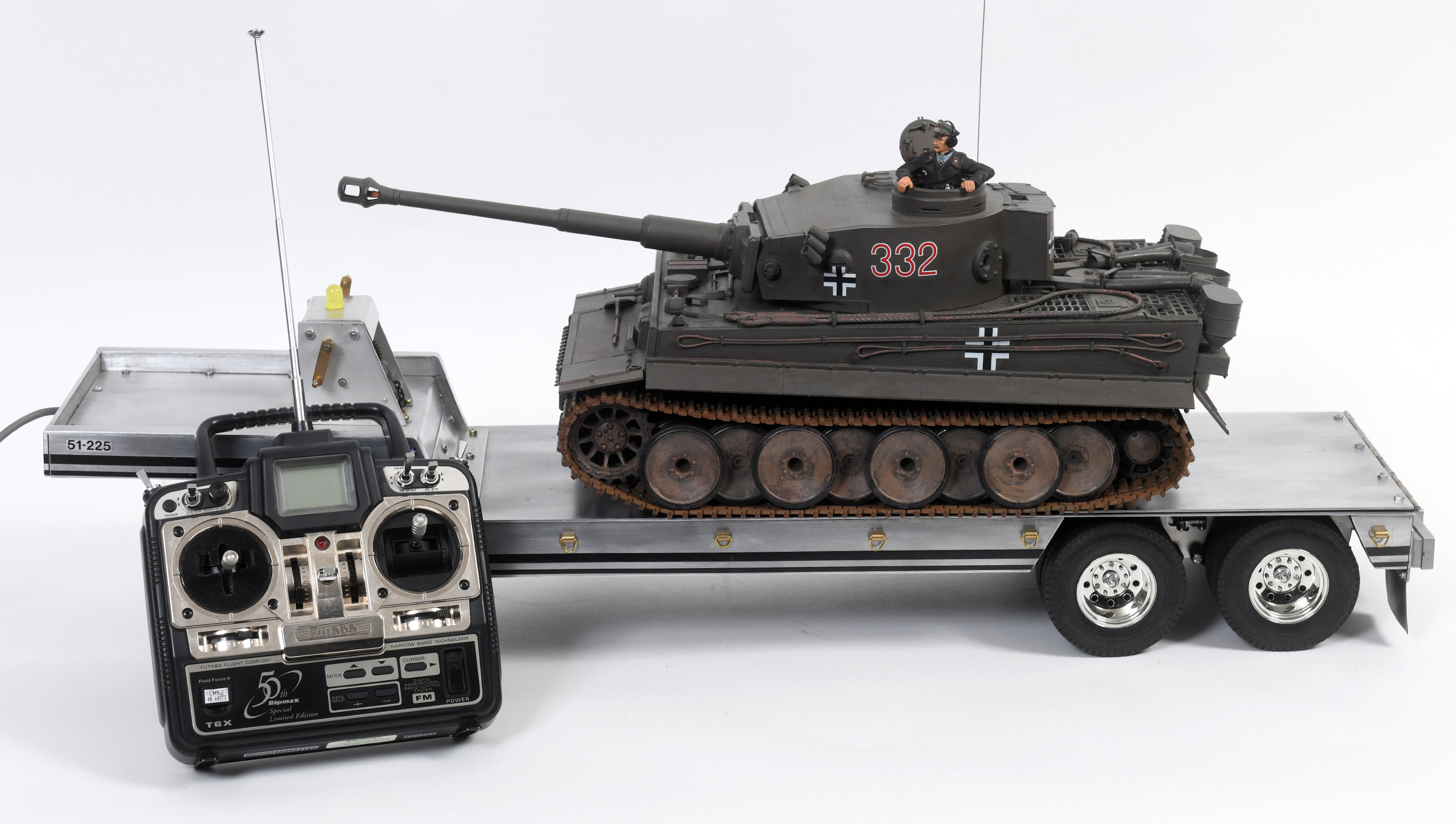 A Tamiya remote control model of a German Second World War II Tiger I, with Futaba remote control,