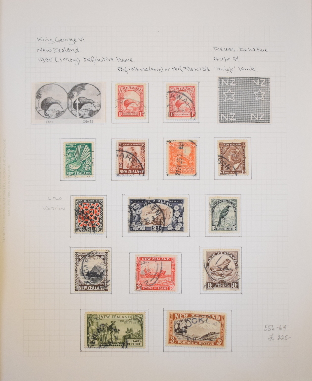 A collection of New Zealand stamps, a specialised written up GVI collection on album leaves, with - Image 2 of 2